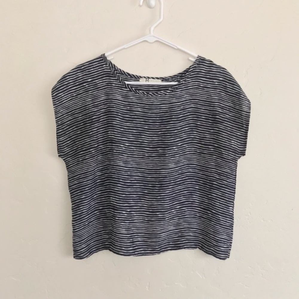 Rumors Blue & White Striped Open Back Crop Top Med
